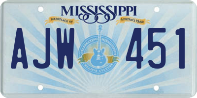 MS license plate AJW451