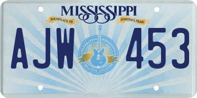 MS license plate AJW453