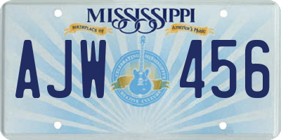 MS license plate AJW456