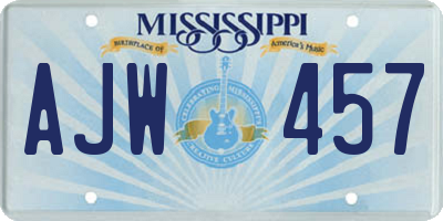 MS license plate AJW457