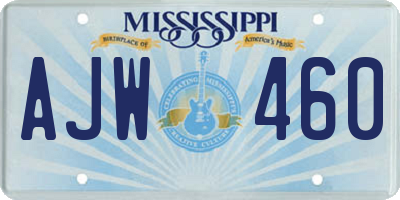 MS license plate AJW460