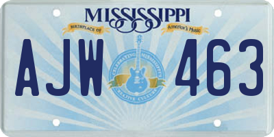 MS license plate AJW463