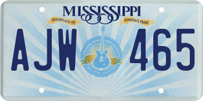 MS license plate AJW465
