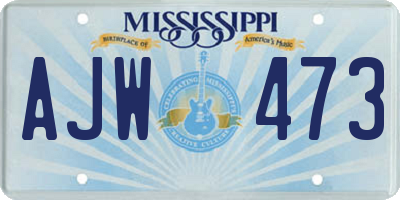 MS license plate AJW473