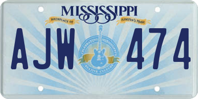 MS license plate AJW474