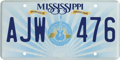 MS license plate AJW476