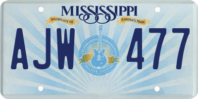MS license plate AJW477