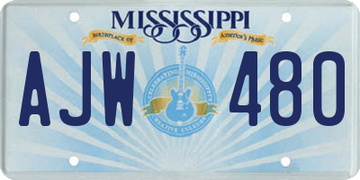 MS license plate AJW480