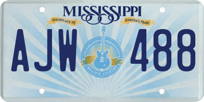 MS license plate AJW488