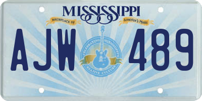 MS license plate AJW489