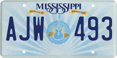 MS license plate AJW493