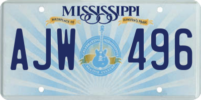 MS license plate AJW496