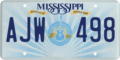 MS license plate AJW498