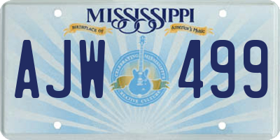 MS license plate AJW499
