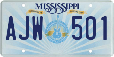 MS license plate AJW501