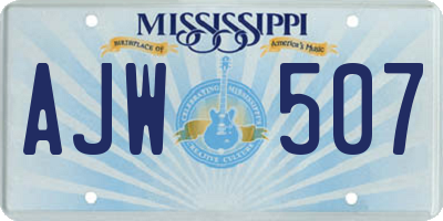 MS license plate AJW507