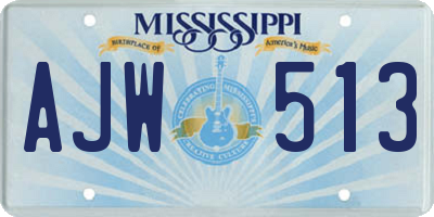 MS license plate AJW513