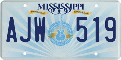 MS license plate AJW519