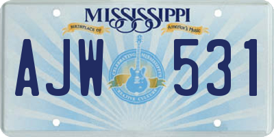 MS license plate AJW531