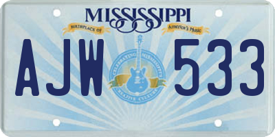 MS license plate AJW533
