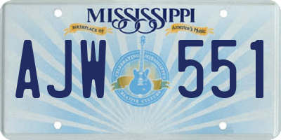 MS license plate AJW551