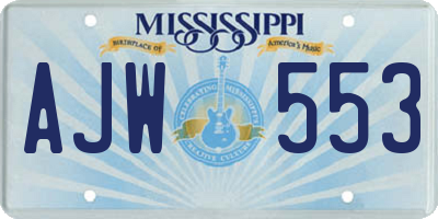 MS license plate AJW553