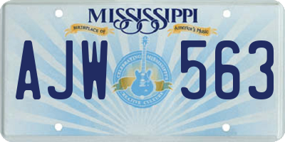 MS license plate AJW563