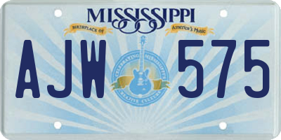 MS license plate AJW575