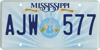 MS license plate AJW577