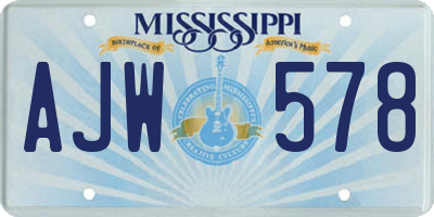 MS license plate AJW578