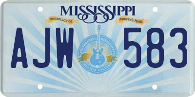 MS license plate AJW583