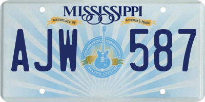 MS license plate AJW587