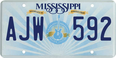 MS license plate AJW592