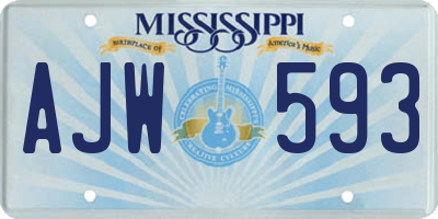 MS license plate AJW593