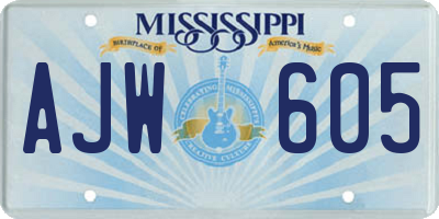 MS license plate AJW605