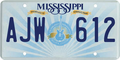 MS license plate AJW612