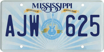 MS license plate AJW625