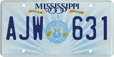 MS license plate AJW631