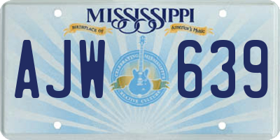 MS license plate AJW639