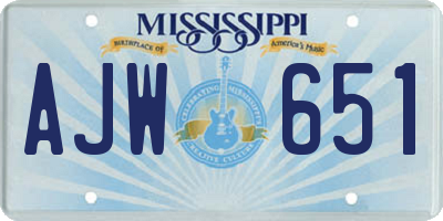 MS license plate AJW651