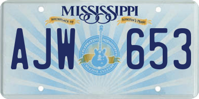 MS license plate AJW653