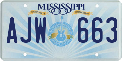 MS license plate AJW663