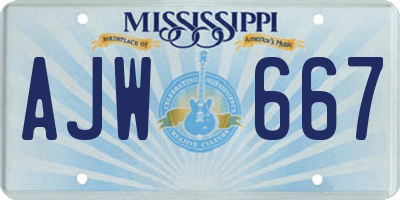 MS license plate AJW667