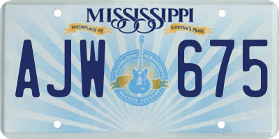 MS license plate AJW675
