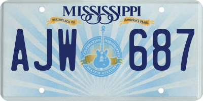 MS license plate AJW687