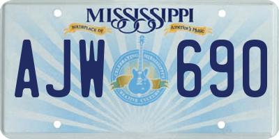 MS license plate AJW690