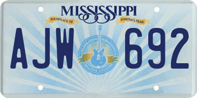 MS license plate AJW692