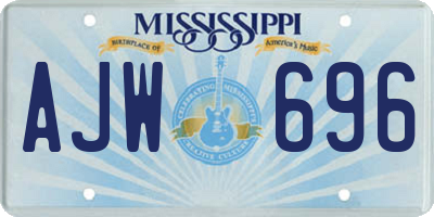 MS license plate AJW696