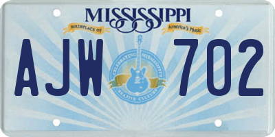 MS license plate AJW702