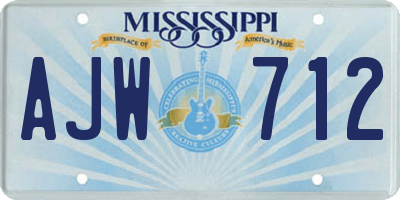MS license plate AJW712